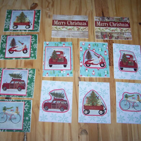 Handmade Set of 12 Vtg Transport Christmas Cards - Picture 1 of 13